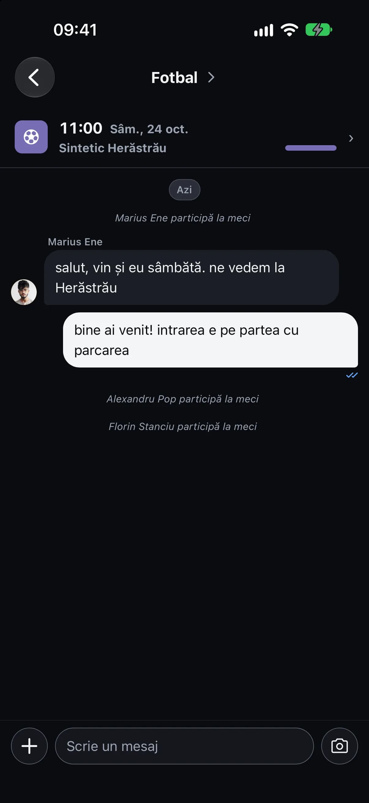Chatul meciului, cu jucătorii noi care au intrat