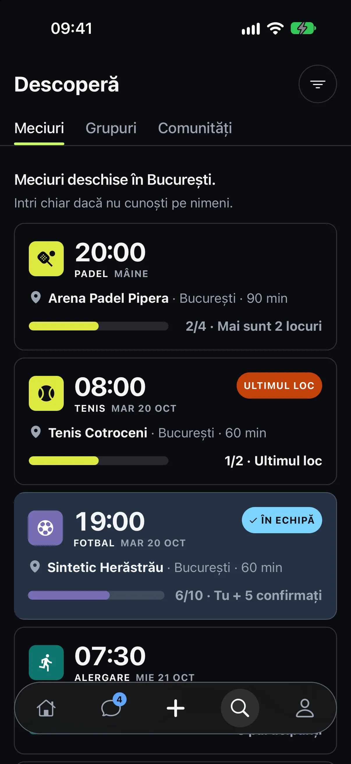 Meciurile publice din oraș, pe Descoperă