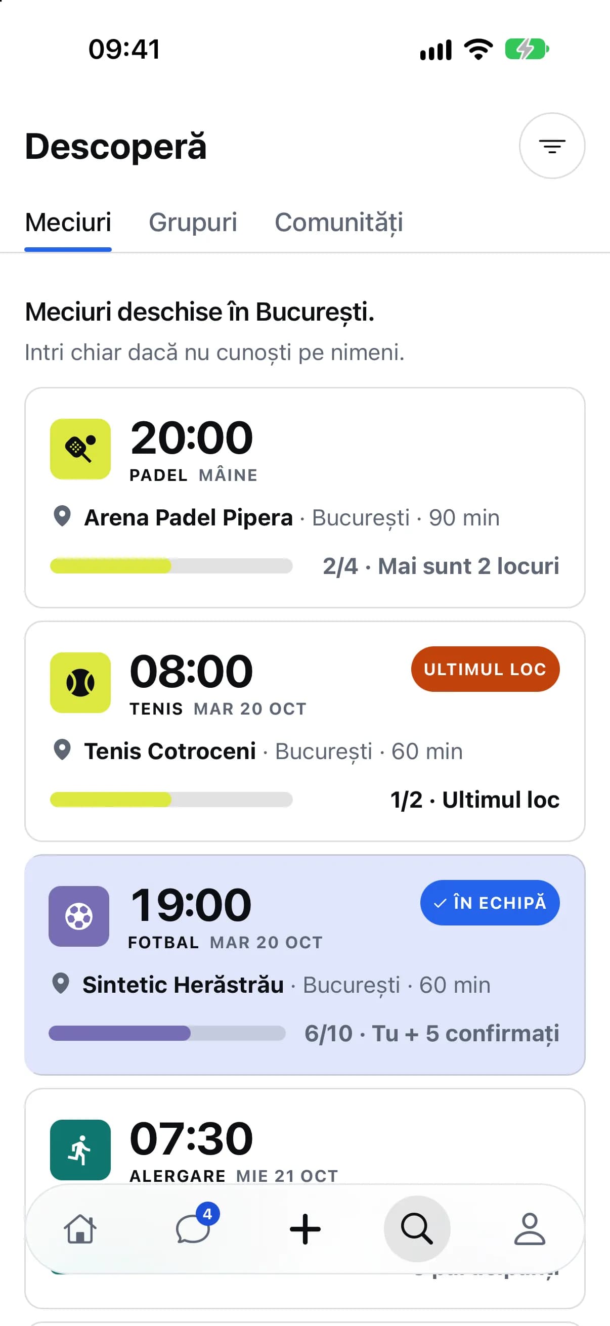 Meciurile publice din oraș, pe Descoperă