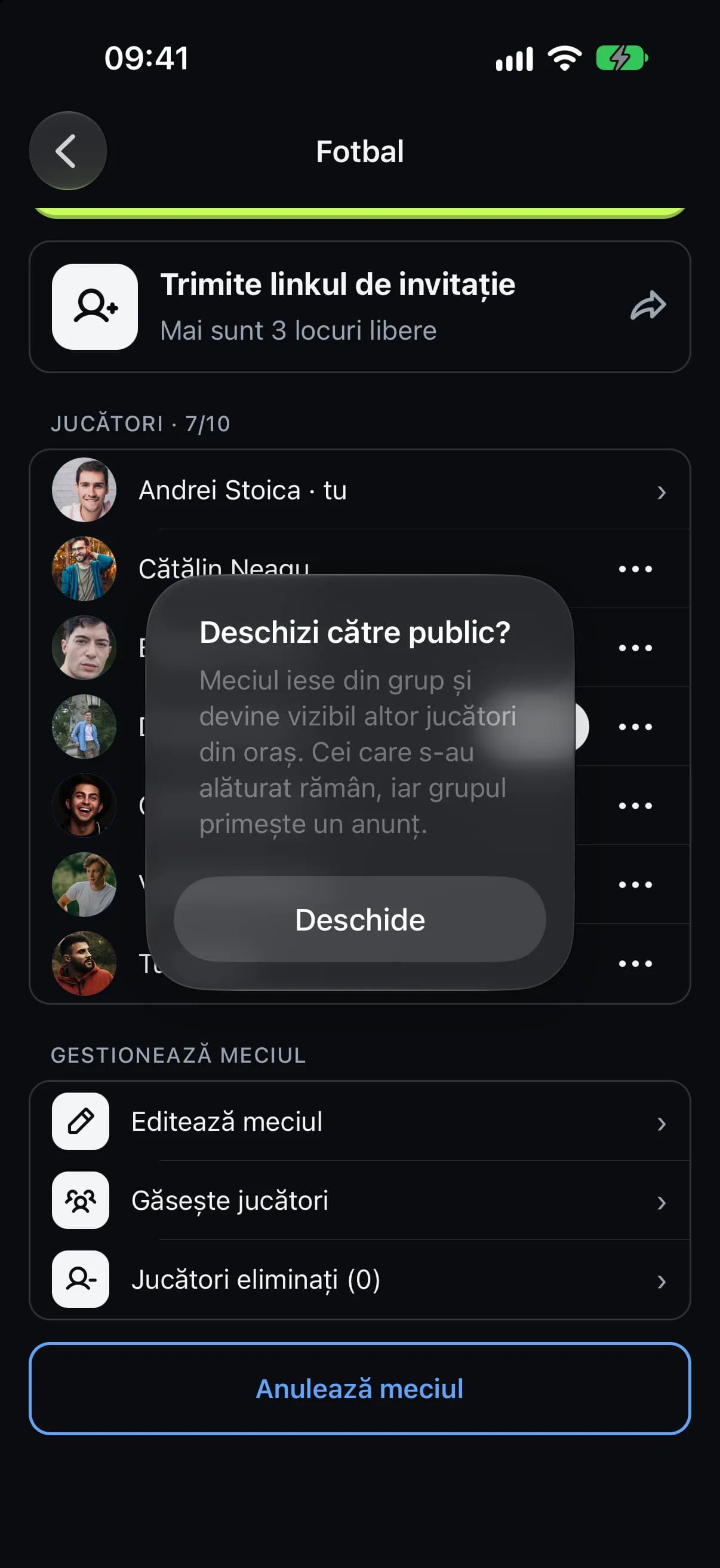 Confirmarea „Deschizi meciul pentru toți?”