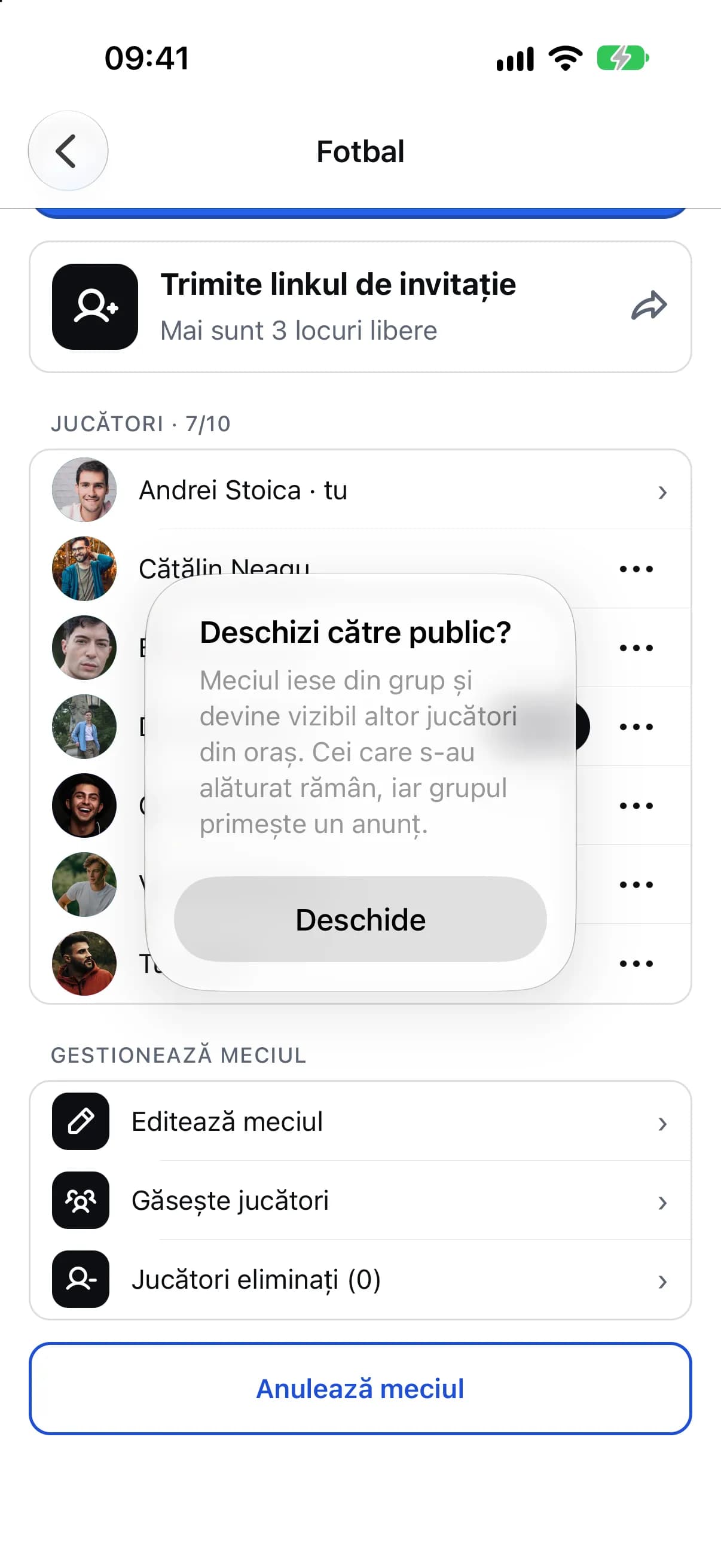 Confirmarea „Deschizi meciul pentru toți?”
